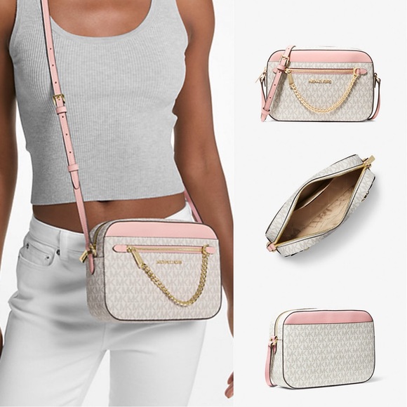NWT Michael Kors | Large Logo Coated Canvas Chain Crossbody Bag $398 - Picture 1 of 3